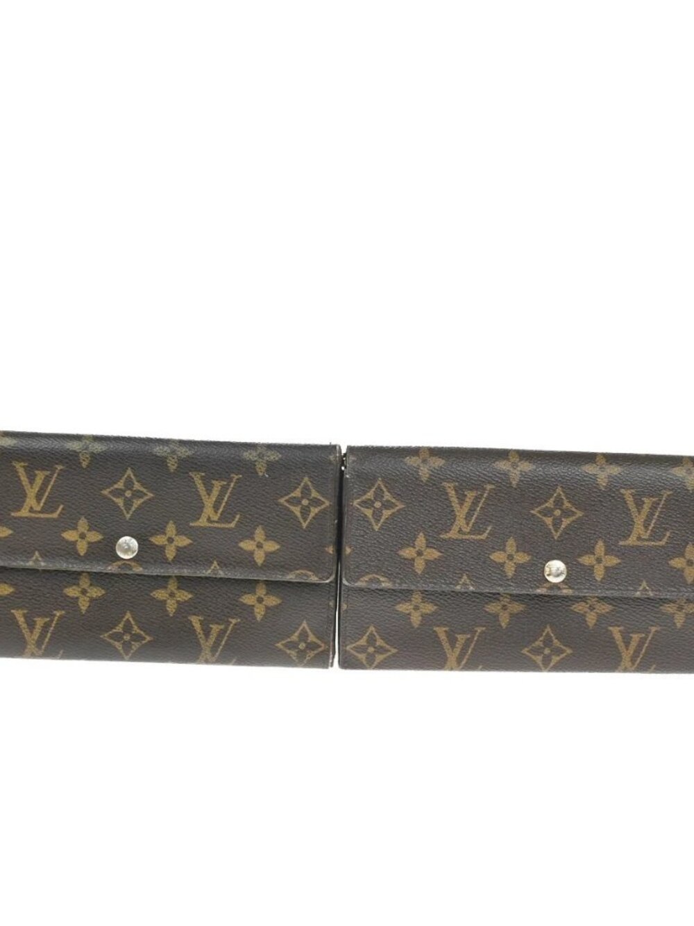 LOUIS VUITTON Sarah LV Logo 2 Set Bifold Wallet Monogram Leather Brown 65KC913